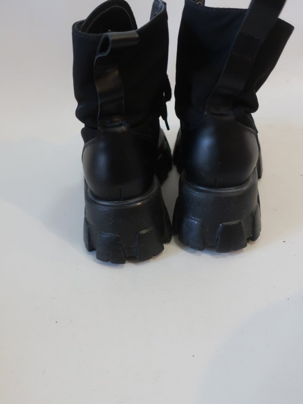 Womens Prada Black Monolith Leather & Nylon Combat Boots 39 EU/US 9 - Picture 9 of 13